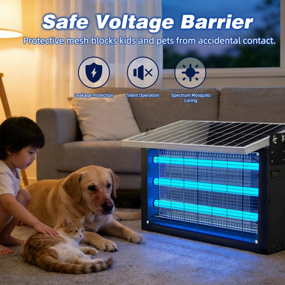 Super Large Solar Bug Zapper Outdoor for 8000 sq.ft, Portable Solar Bug Zapper with High Powered, Rechargeable Electric Bug Zapper for Patio Garden Backyard RV Camping Farm and Large Spaces