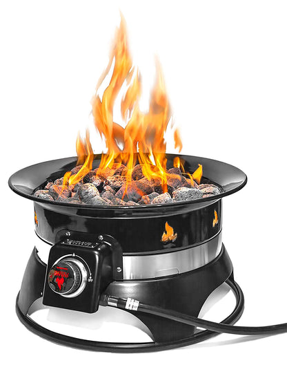 Outland Living Firebowl 870 Premium 19” Auto-Ignition Smokeless Propane Fire Pit – Outdoor Gas Fire Pit with Cover & Carry Kit, 58,000 BTU, Black