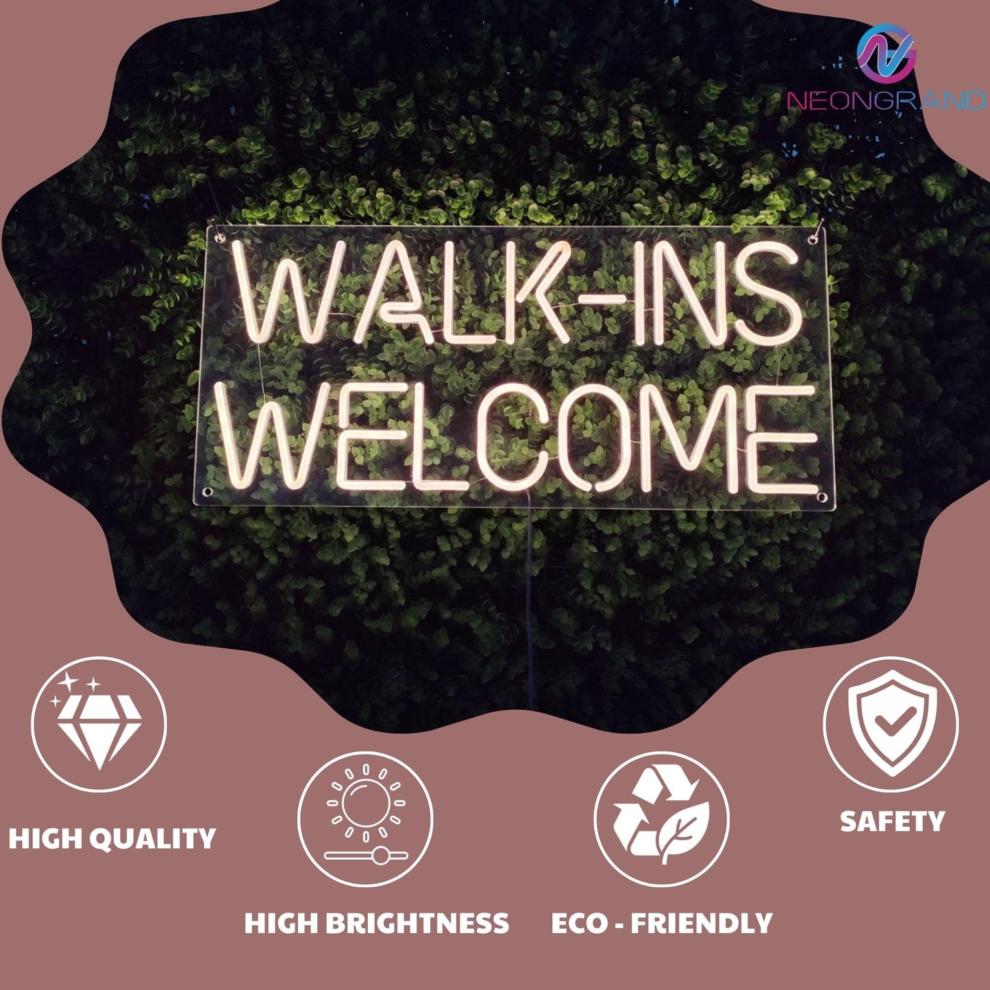 Walk-Ins Welcome Neon Sign (LARGE Sign 24x10", Remote Included) Open Led Light Neon Light Walkins Welcome Sign Walk Ins Welcome Sign For Salon Business Welcome Signs (GoldYellow - 24x10")