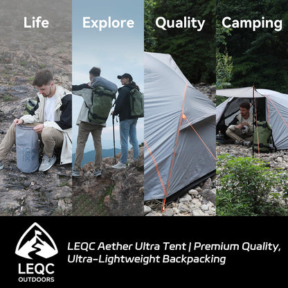 LEQC 2 Person Lightweight Backpacking Tent – 5000mm Waterproof Silicone Nylon, 7001 Aluminum Poles, YKK Zippers, Compact 3-Season Hiking & Camping Tent with Front Vestibule