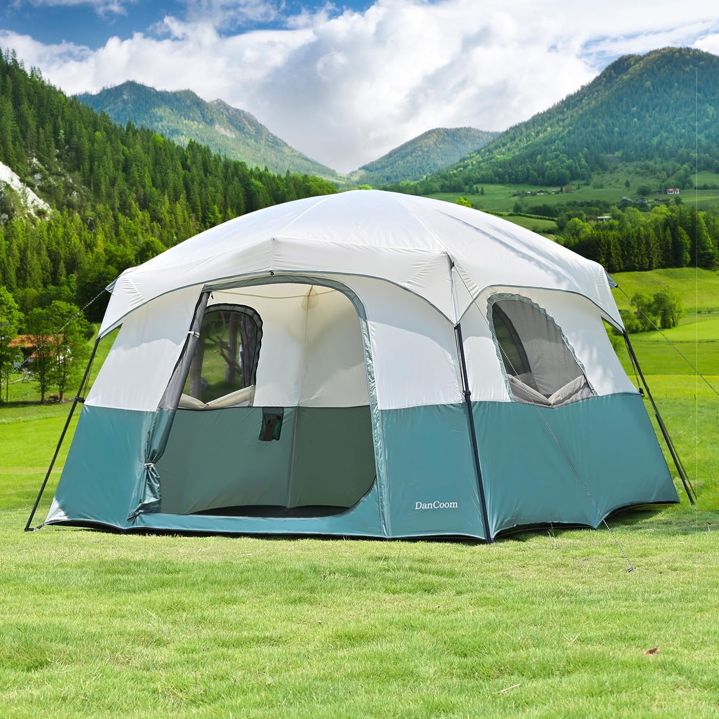 DanCoom Tents 4/6 Person, Easy Setup Waterproof Camping Tent with Rainfly, Portable Double Layer Large Family Tent for Camping Backyard Outdoor & Hiking-10'X9'X75in(H)