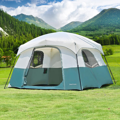 DanCoom Tents 4/6 Person, Easy Setup Waterproof Camping Tent with Rainfly, Portable Double Layer Large Family Tent for Camping Backyard Outdoor & Hiking-10'X9'X75in(H)