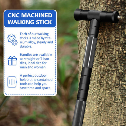 aiGear G2 Tactical Hiking Stick, Heavy-Duty 8 Section Adjustable Walking Staff for Men Women, Aerospace Aluminum Trekking Poles with Multi-Tool for Camping Wading Self Defense Overlanding