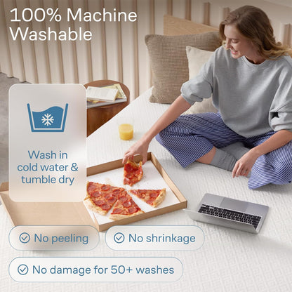 100% Waterproof Twin Mattress Protector - Noiseless Cooling Viscose from Bamboo | 360° Protection Against Spills & Stains (White)