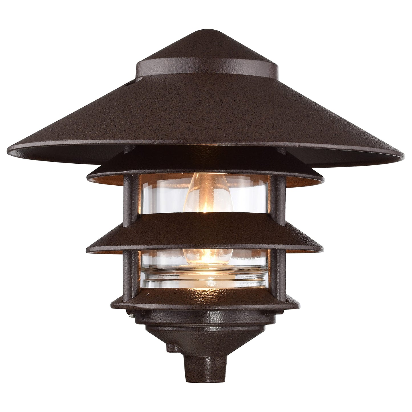 Nuvo SF76/637/04 Outdoor Pagoda Landscape Pathway Light, 3 Tier - Large Hood, Old Bronze (4 Pack)
