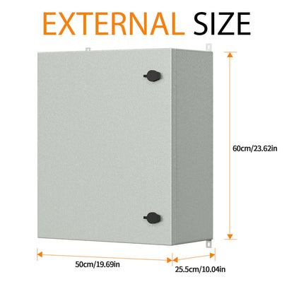 KWONONG Metal Enclosure, IP65 Waterproof Electrical Box for Indoor and Outdoor Projects, Includes Mounting Plate and Wall Bracket 600×500×250mm (24"×20"×10")
