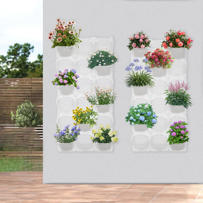 RocoReny Wall Planter Vertical Garden Planters, Hanging Flower Pot Holder Box w/36 Non-Woven Fabrics Vegetable Hanging Pocket Holder Flowerpot for Porch Patio or Garden Decor (White)