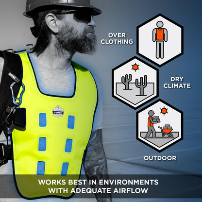Ergodyne Chill-Its 6684 Evaporative Cooling Vest, Drip Free Cooling, Adjustable Personalized Fit, Easy Activation