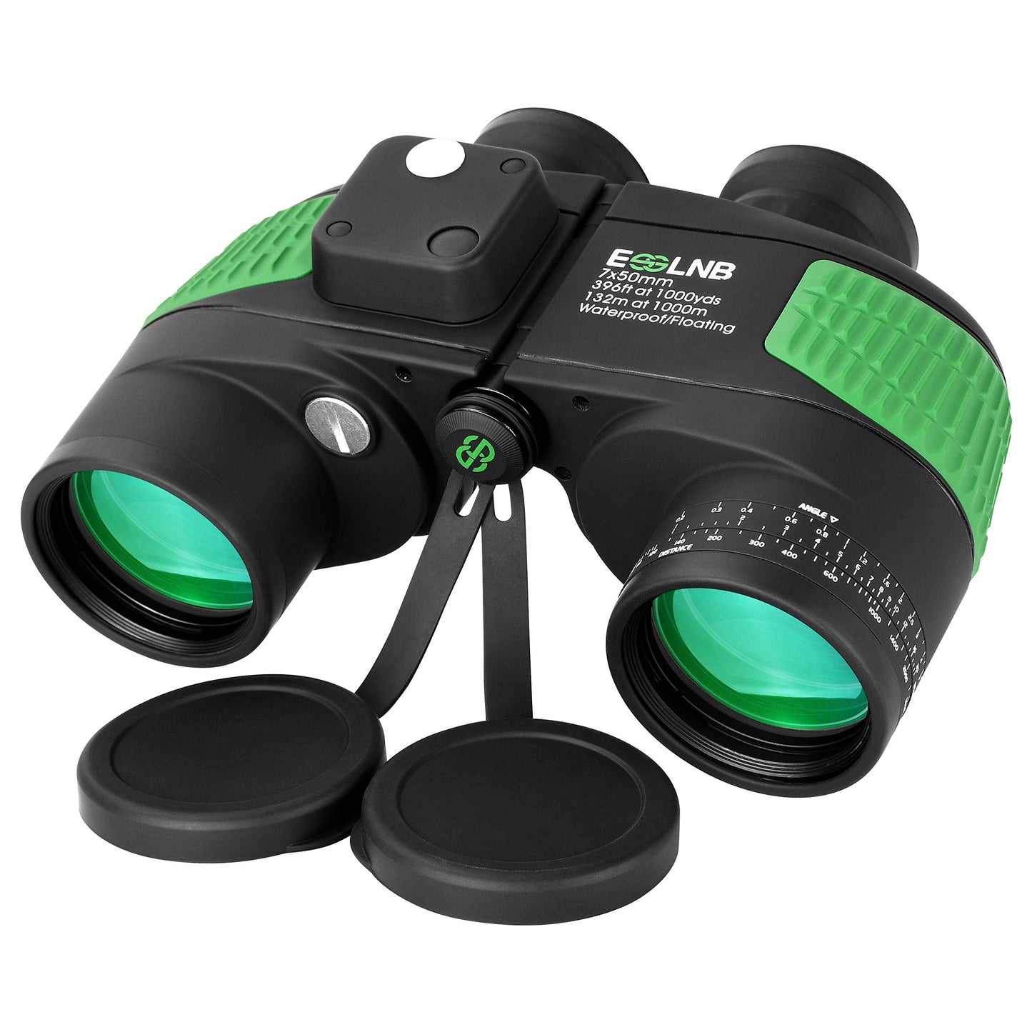 ESSLNB 7X50 Marine Binoculars IPX7 Waterproof Binoculars for Boating with Illuminated Rangefinder and Compass BAK4 Prism FMC Military Floating for Navigation Hunting w/Bag and Strap
