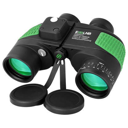 ESSLNB 7X50 Marine Binoculars IPX7 Waterproof Binoculars for Boating with Illuminated Rangefinder and Compass BAK4 Prism FMC Military Floating for Navigation Hunting w/Bag and Strap