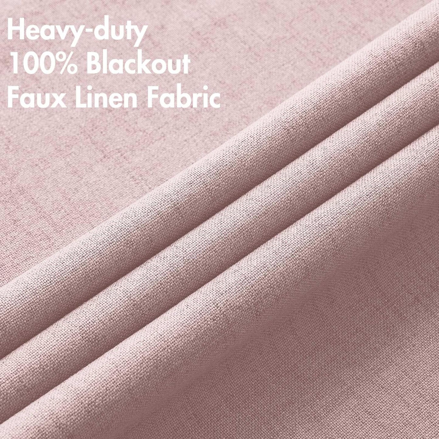 MIULEE Blackout Curtains - 100% Thermal Insulated Linen Texture Drapes | Pink, 52x96 Inch (2 Panels)