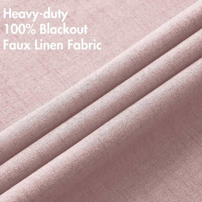 MIULEE Blackout Curtains - 100% Thermal Insulated Linen Texture Drapes | Pink, 52x96 Inch (2 Panels)