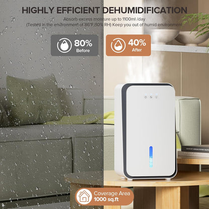 Skiennix Dehumidifier | 1000 Sq. Ft. Home & Basement Unit with Auto Shut Off & Aromatherapy Diffuser