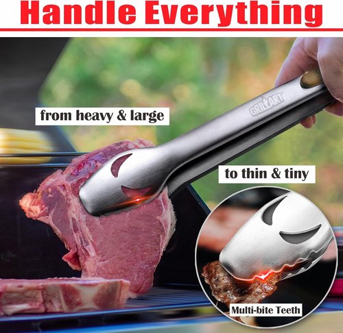GRILLART BBQ Tools Set - 18-Inch Stainless Steel Grilling Accessories | Tongs, Spatula, Fork & Brush - Perfect Gift for BBQ Lovers