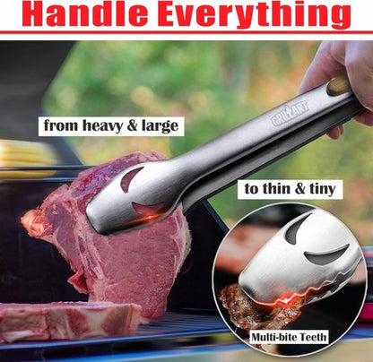 GRILLART BBQ Tools Set - 18-Inch Stainless Steel Grilling Accessories | Tongs, Spatula, Fork & Brush - Perfect Gift for BBQ Lovers