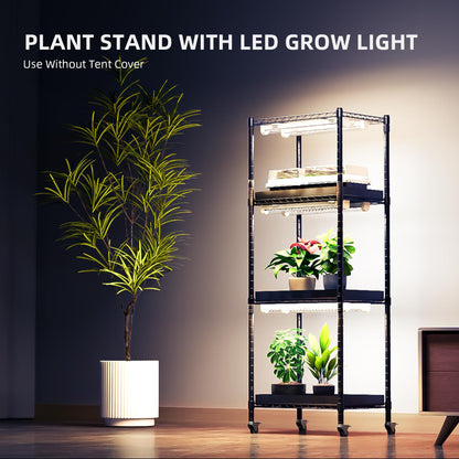 Spider Farmer 2026 Plant Stand with Grow Light, 4-Tier Rack 6Pcs 12" Full Spectrum 5000K LED Grow Lamps and Tent Cover Height Adjustable Small Greenhouse for Seedling Plant Indoor 16Lx12Dx47H (Update)