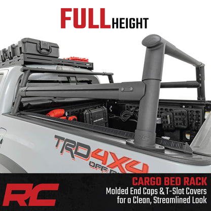 Rough Country Aluminum Bed Rack for 2005-2022 Toyota Tacoma - 73109,Black