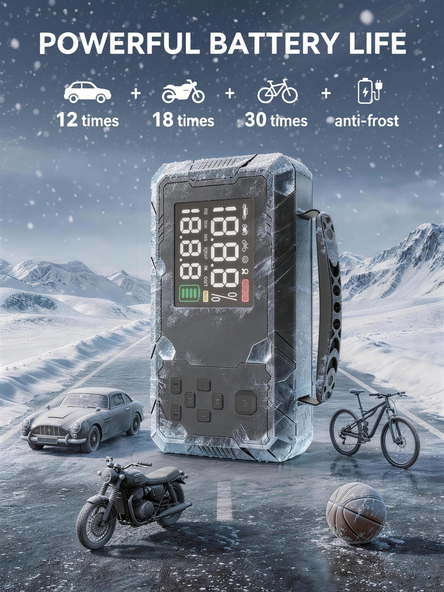 CTWJO Jump Starter with Air Compressor, 3000A Portable Car Battery Jumper Starter with 100W Wall Charger, 16000mAh Power Bank PD 65W Fast Charging, 150PSI Tire Inflator (30L/min), 12V Jump Box