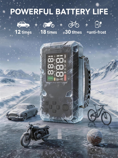 CTWJO Jump Starter with Air Compressor, 3000A Portable Car Battery Jumper Starter with 100W Wall Charger, 16000mAh Power Bank PD 65W Fast Charging, 150PSI Tire Inflator (30L/min), 12V Jump Box