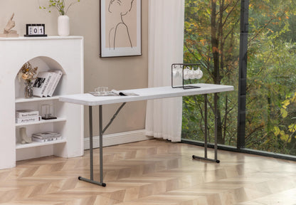 BTEXPERT Set of 10, 5-Foot - 60" Long White Plastic Folding Seminar Training Table Portable 18" Wide Narrow, 29" High, Events Indoor Outdoor Lightweight