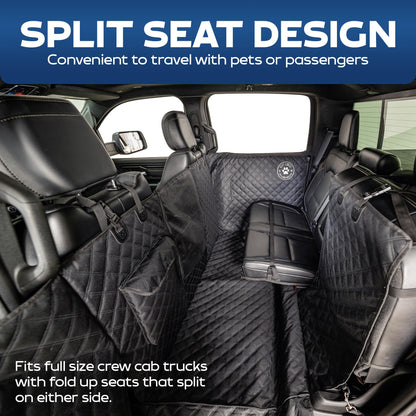 Ruff Liners XL Floor Cover with Door Protection, Black – As Seen on Shark Tank – Fits Full Size Crew Cab Trucks with Fold Up Seats, Waterproof & Machine Washable – Sturdy XL Dog Hammock for Truck