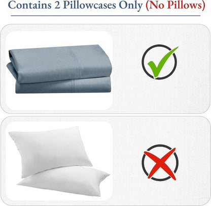 Heirloom 800 Thread Count 100% Cotton Sateen Pillow Cases - Soft & Smooth, Standard Size (Dusty Blue)