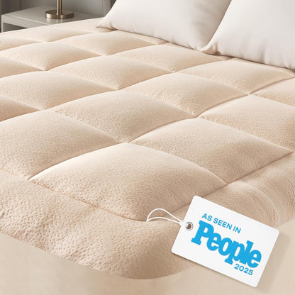 Niagara Sleep Solution Ultra Soft Mattress Topper | California King Size - Bamboo Pillow Top for Back Pain Relief, Naturally Cooling, Beige