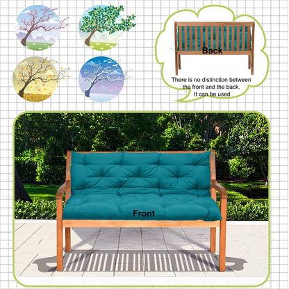 RUFXIEZW Waterproof Porch Swing Cushion Replacement, Thick 4" 2–3 Seat Outdoor Swing Seat Cushion with Backrest & Ties for Patio, Garden & Porch (Lake Blue, 40 * 60 in)