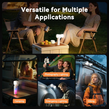 TEVOLE Camping Light Telescopic Collapsible 800 Lumens IP65 Waterproof with Product Image 4-in-1 Camping Light, Work Light, Video Flashlight 2000LM Rechargeable