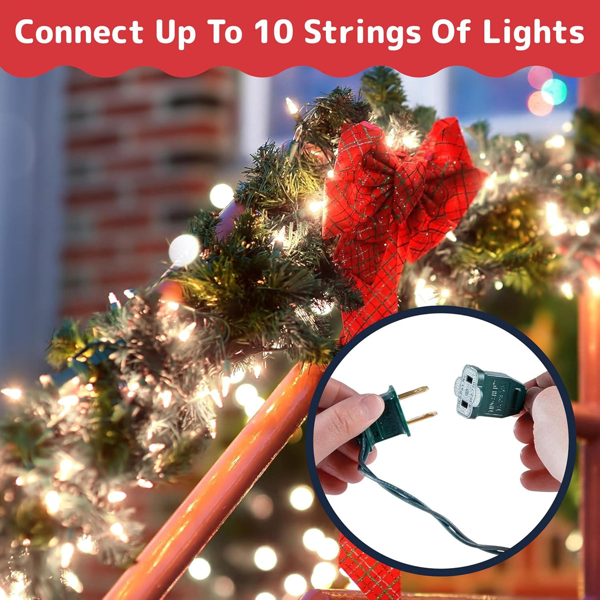 PREXTEX 50 Count Clear Christmas Tree Lights - 10 ft Warm White String Lights for Indoor/Outdoor Decor