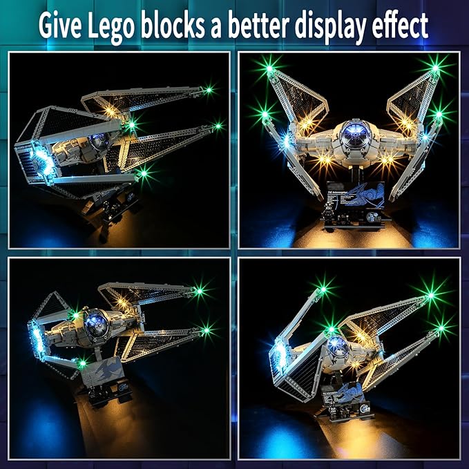 Vaodest Led Light for Lego 75382 Tie Interceptor Building Blocks ModelDesign and Configuration Compatible with Model 75382(Led Light Only Not Building Block Kit)