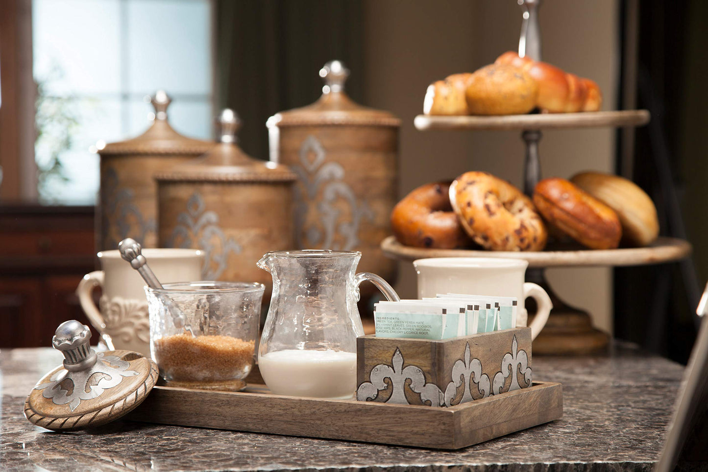 Wood and Metal Inlay Large Heritage Collection Canister