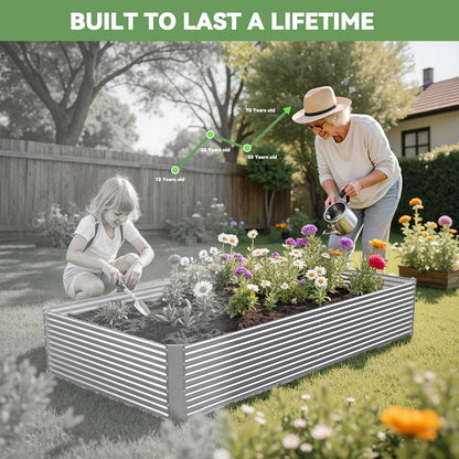 OZMSHF 3 Pack Tall 4x2FT Raised Beds for Gardening, Corrugated Galvanized Steel Raised Garden Bed, Outdoor Metal Above Ground Garden Bed for Vegetables and Flowers(Rectangular)