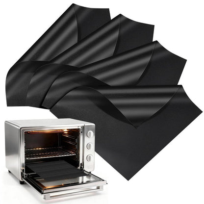Updated 4 Pack 11.6"x11.6" Toaster Oven Liners for Bottom of Oven, Reusable Non-Stick Heat Resistant Air Fryer Liners, Compatible with Ninja, Breville, Cuisinart, Cosori, Black & Decker, Emeril