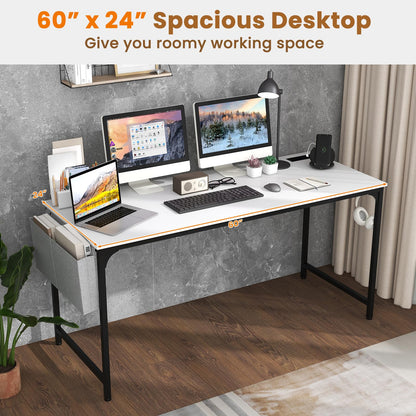 Giantex 10 FT Conference Table with Charging Station, 2 PCS 60" x 24" Rectangular Large Meeting Room Desk with Storage Bag & Hook, Space Saving Seminar Table, Modern Office Computer Desk for 4 People