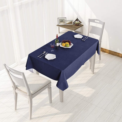 sancua 100% Waterproof Rectangle PVC Tablecloth - 70 x 120 Inch - Oil Proof Spill Proof Vinyl Table Cloth, Wipe Clean Table Cover for Dining Tables, Buffet Parties and Camping, Navy