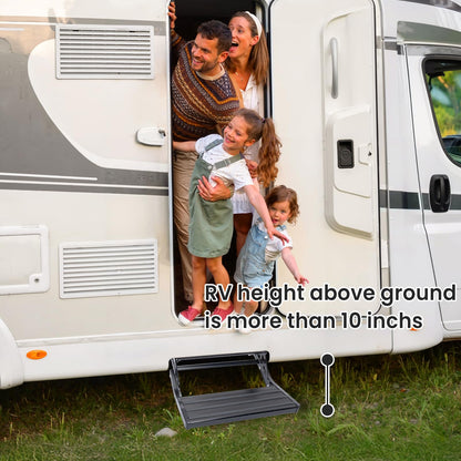 RV Step, 1-Step, Manual Foldable RV Steps, 400 LBS Load Capacity, Retractable Aluminum Alloy Camper Steps, Thickened Steel Plate Trailer Steps, Non-Slip Design, Ideal for RV, Trailer, Camper, Black