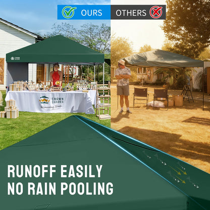 CROWN SHADES Pop Up Canopy with 1 Side Wall - Beach Tent with One Push Setup - Outdoor Sun Shade for Events, Parties, Camping - Gazebo with STO-N-Go Cover Bag, Forest Green, 8x8FT