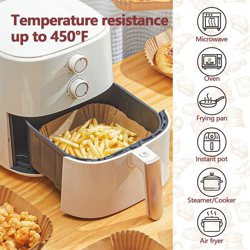 9 Inch Air Fryer Liners Disposable, 125 Pack Parchment Paper Sheets for Air Fryer Basket, Non-Stick, Disposable, Unbleached, Heat Resistant, Fits 5-8 QT Air Fryers, Oil-Free & Healthy Cooking