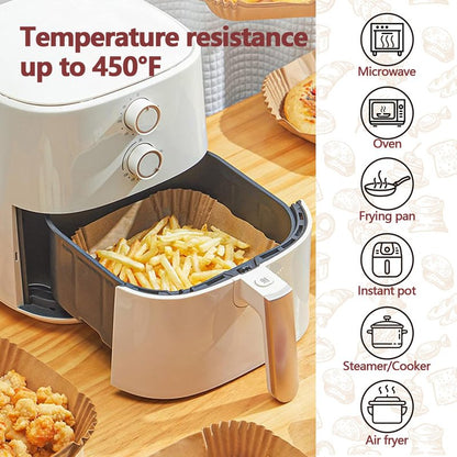9 Inch Air Fryer Liners Disposable, 125 Pack Parchment Paper Sheets for Air Fryer Basket, Non-Stick, Disposable, Unbleached, Heat Resistant, Fits 5-8 QT Air Fryers, Oil-Free & Healthy Cooking