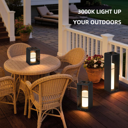 Linkmoon Outdoor Lights for Patio, IP65 Solar Lanterns Outdoor Waterproof, 3000K LED Path Lights, Outside Floor Lamp Solar Powered, Dusk to Dawn Landscape Lighting for Deck Garden Yard Backyard Porch