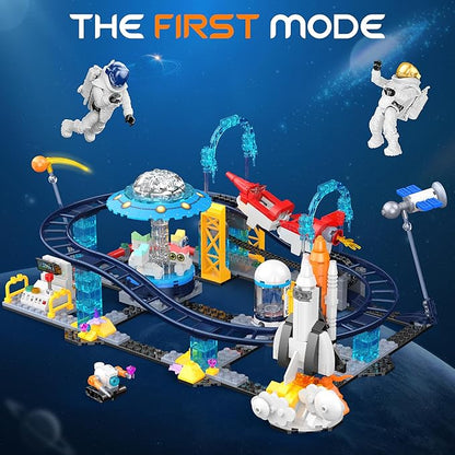 2 in 1 Space Roller Coaster Building Set for Kids 6+ 788PCS STEM Astronaut &amp Spaceship Toy Creative Space Station Construction Kit Birthday for Boys Girls Ages 6-12