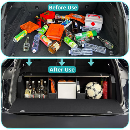 CarCrate Car Trunk Organizer with LED Light, SUV Organizer Trunk Storage, Leather Callapsible Storage Box, Waterproof Car Organizers and Storage Powered by 4 AA Batteries(Batteries Not Included)