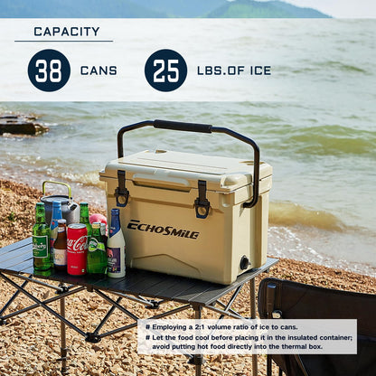 EchoSmile 25/30/35/40/60/75 Quart Rotomolded Cooler, Built to Stand up to The Rigors of The Journey