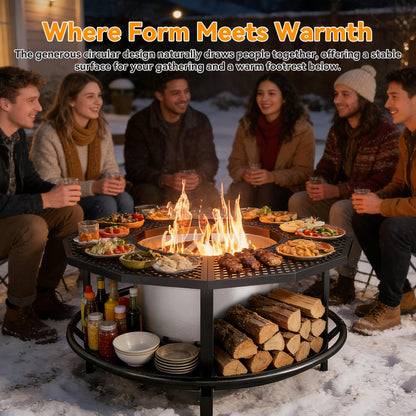 Fire Pit Surround Tabletop - 360° Fire Pit Guard for Solo Stove Bonfire & Ranger, Portable Protective Barrier for Wood Burning Fire Pits Up to ⌀21", UV-Resistant Outdoor Fabric (Firepit Not Included)