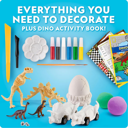 National Geographic Giant Dinosaur Egg Activity Kit - 15+ Dino Crafts, Painting, Clay Models & Learning Guide