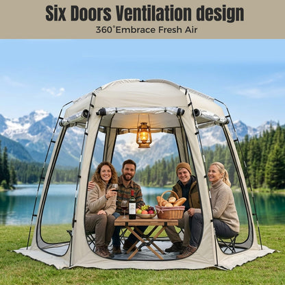 Teabelle Clear Bubble Tent, Pop up Garden Dome Igloo, 4-6 Person Waterproof Screen House Room with Floor Mat & Top Cover, 540° View Outdoor Gazebo Shelter for Patio, Backyard