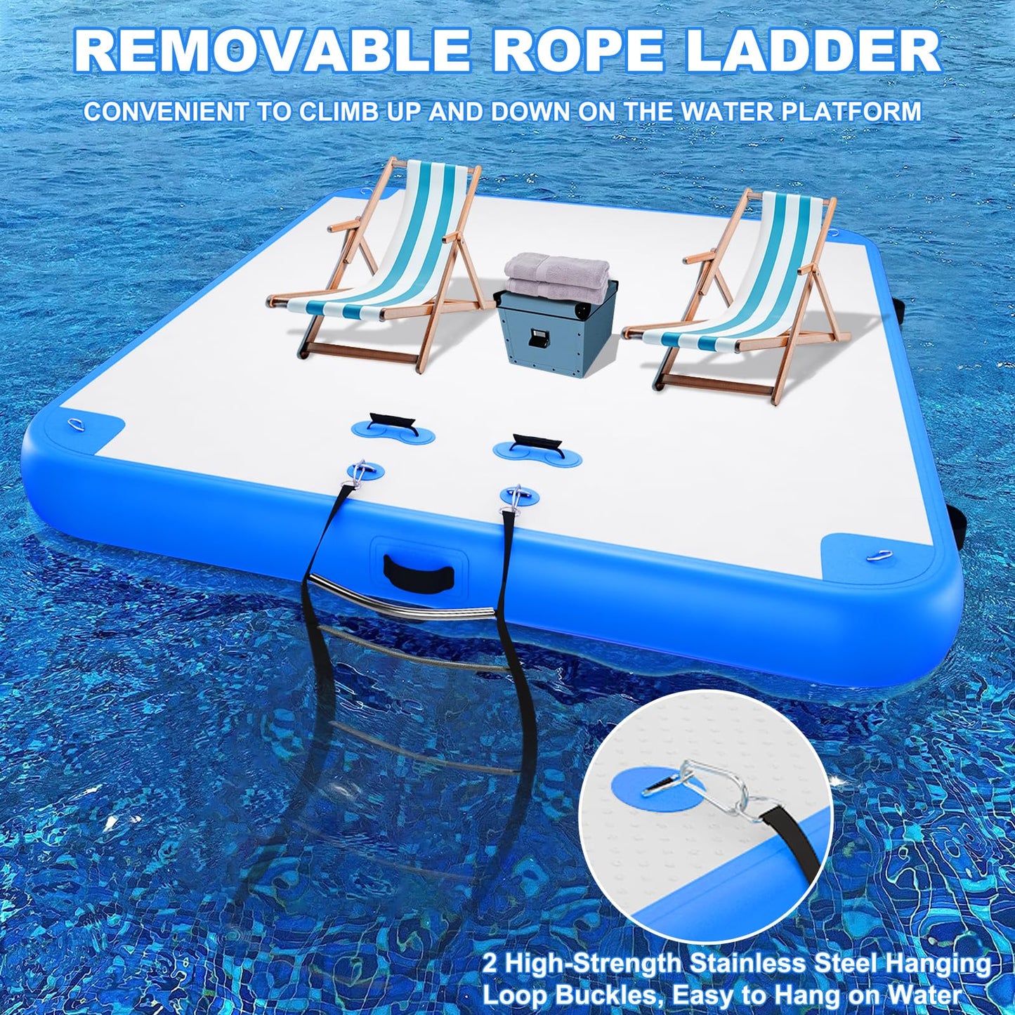 GZKYYLEGS Inflatable Floating Dock Series, 10 ft x 6 ft Stable Platform Raft for Beach Lake Pool, Up to 10 People Rafting and Recreation, Pump Bag Handles D-Rings