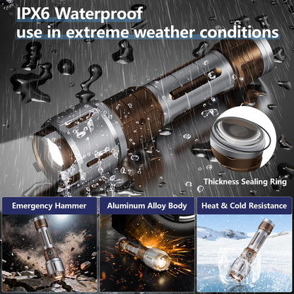 SKYFIRE 2503 LED Rechargeable Flashlights with Lightsaber, 3000 High Lumens Waterproof Zoomable Powerful Bright Flash Light for Home, Outdoor, Flash Saber Fans and Night Adventures with Ignition Lens