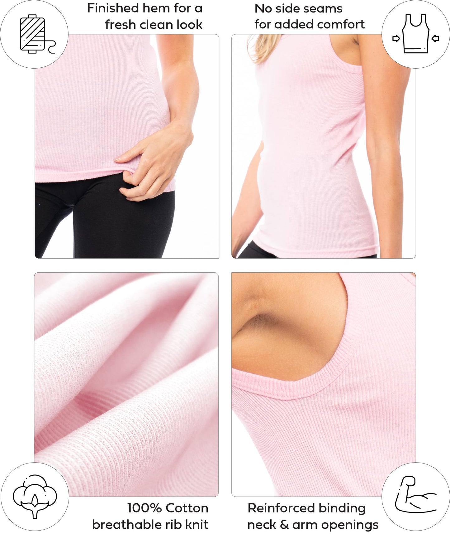 Sexy Basics Tank Tops for Women, Cotton Flex Tank Tops- Multi Packs
